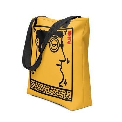 "Untitled" (Haring-portrait) Black and yellow - Tote bag