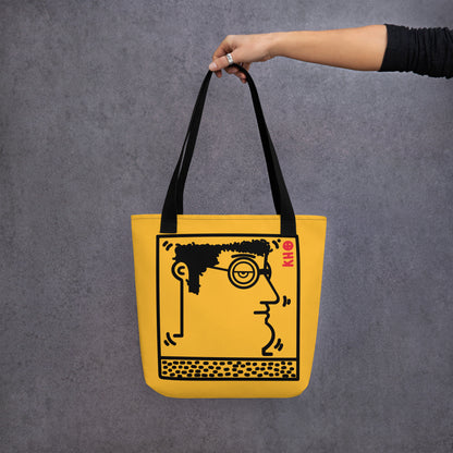 "Untitled" (Haring-portrait) Black and yellow - Tote bag