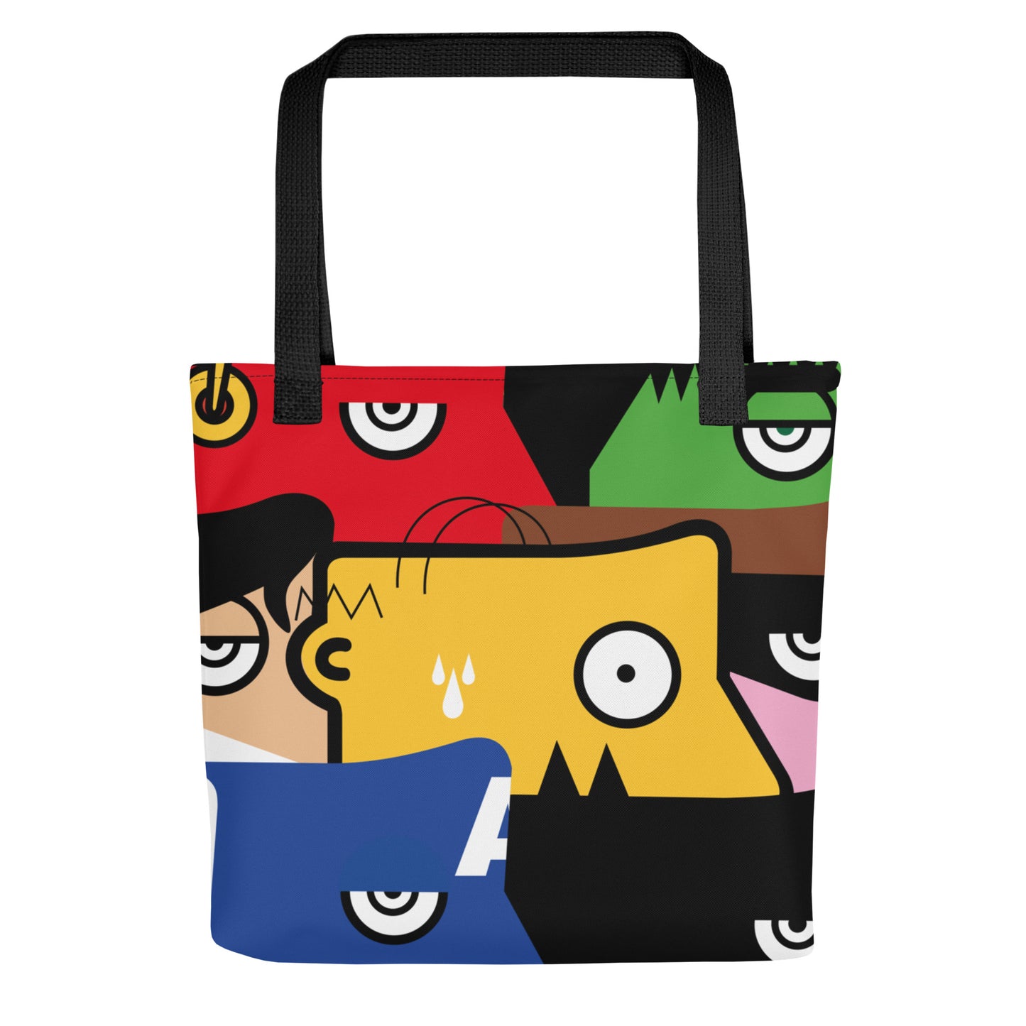 "Nous sommes tous des super-héros" (Homer Simpson, Batman & Robin, Hulk, Captain America, Flash, Superman) - Tote bag