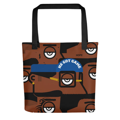 "He got game" (Spike Lee, Basquiat, Tyson, Obama, Ali, Luther King, Denzel Washington) tote bag