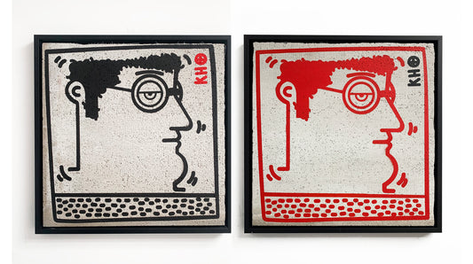 Untitled (K. Haring - portrait) composition 2 pieces