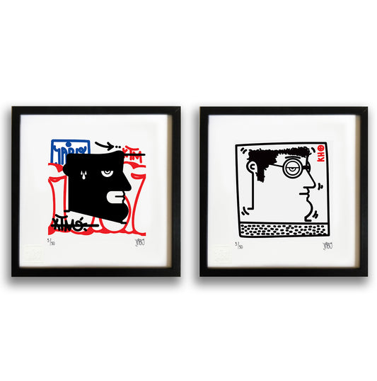 Graffiti is not street art (IABO self-portrait) + Untitled (K.Haring portrait) 2 pieces