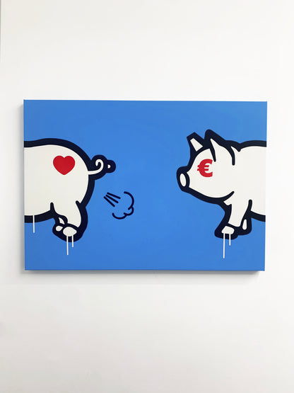 Porca Mis€ria - two pigs on canvas