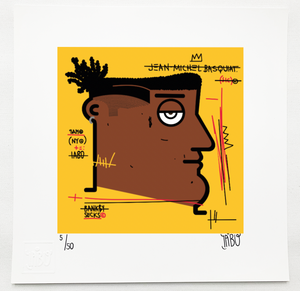 Banksy Sucks (Jean Michel Basquiat - Portrait) Yellow version