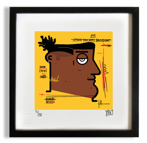 Banksy Sucks (Jean Michel Basquiat - Portrait) Yellow version